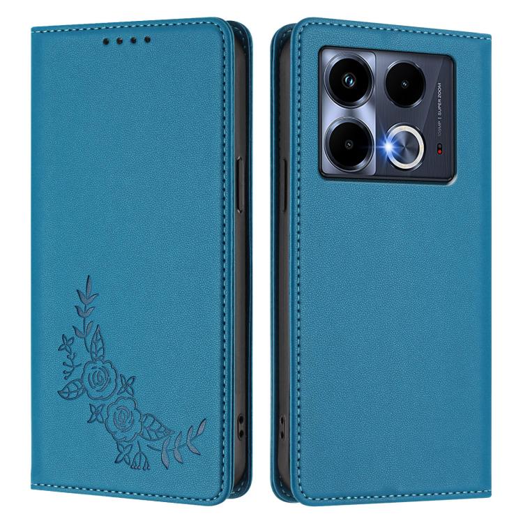 For Infinix Note 40 4G Peony Embossed Magnetic RFID Vegan Leather Phone Case