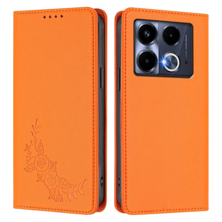 For Infinix Note 40 5G Peony Embossed Magnetic RFID Vegan Leather Phone Case