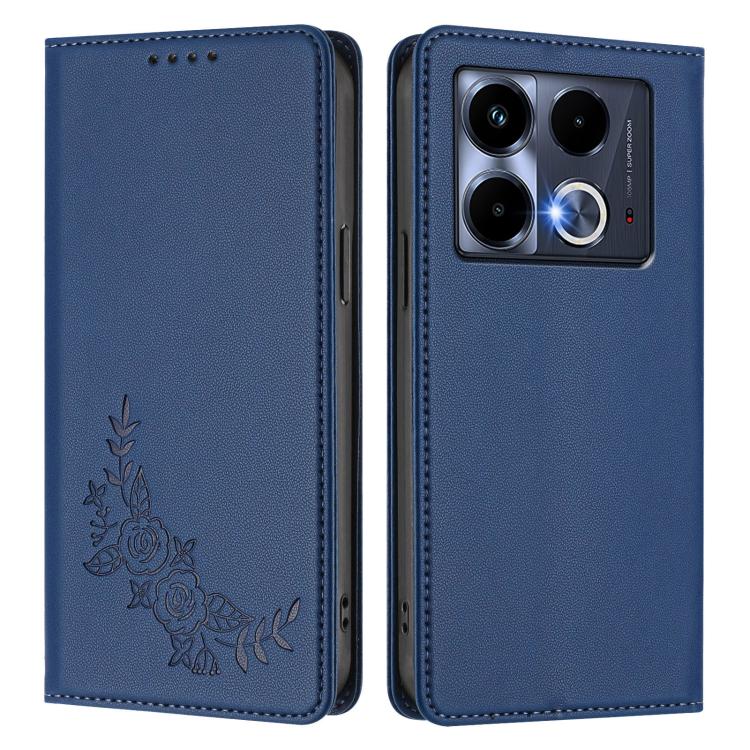 For Infinix Note 40 5G Peony Embossed Magnetic RFID Vegan Leather Phone Case