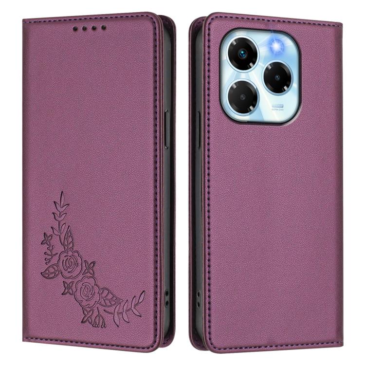 For Infinix Note 40X 5G Peony Embossed Magnetic RFID Vegan Leather Phone Case