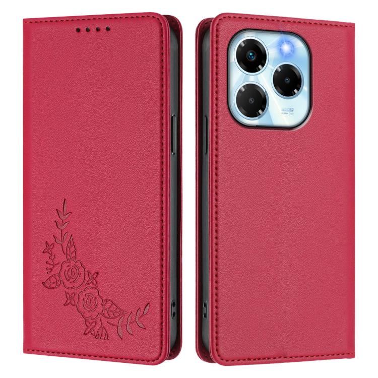 For Infinix Note 40X 5G Peony Embossed Magnetic RFID Vegan Leather Phone Case