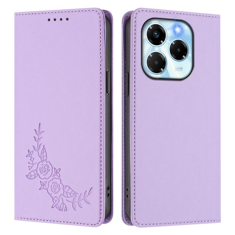 For Infinix Note 40X 5G Peony Embossed Magnetic RFID Vegan Leather Phone Case