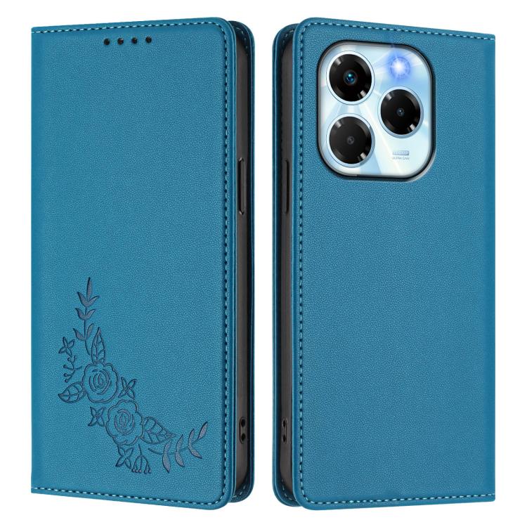 For Infinix Note 40X 5G Peony Embossed Magnetic RFID Vegan Leather Phone Case