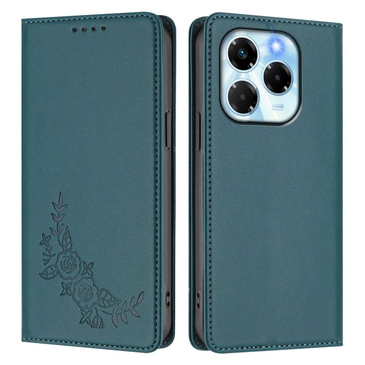For Infinix Note 40X 5G Peony Embossed Magnetic RFID Vegan Leather Phone Case