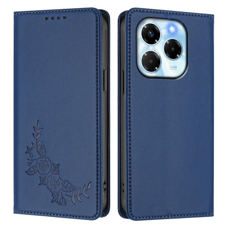 For Infinix Note 40X 5G Peony Embossed Magnetic RFID Vegan Leather Phone Case