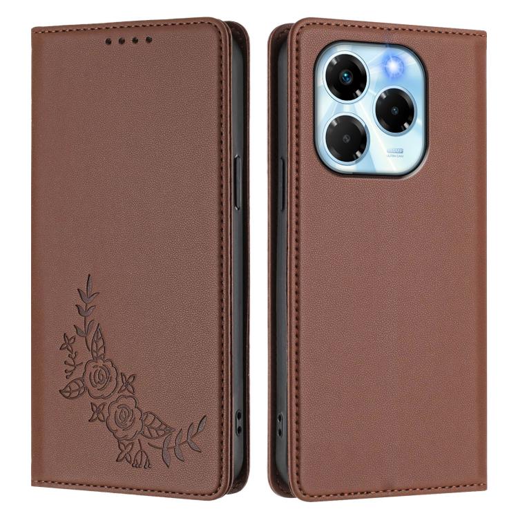 For Infinix Note 40X 5G Peony Embossed Magnetic RFID Vegan Leather Phone Case