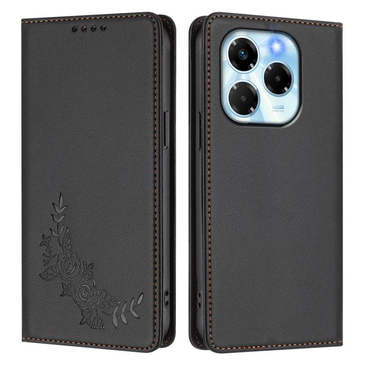 For Infinix Note 40X 5G Peony Embossed Magnetic RFID Vegan Leather Phone Case