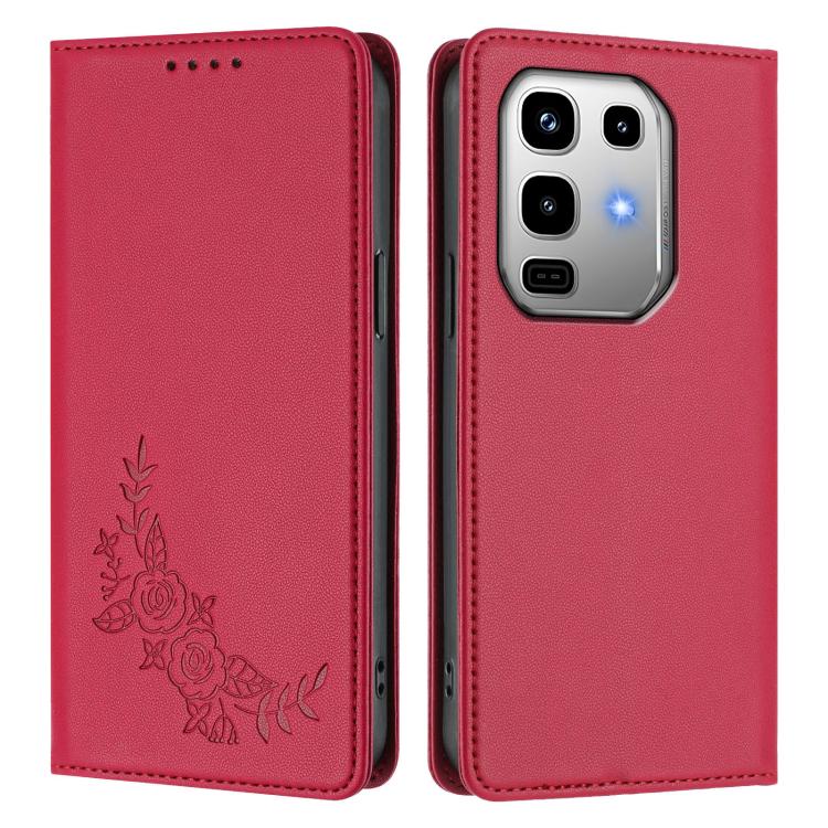 For Infinix Note 50 4G / Note 50 Pro 4G Peony Embossed Magnetic RFID Vegan Leather Phone Case