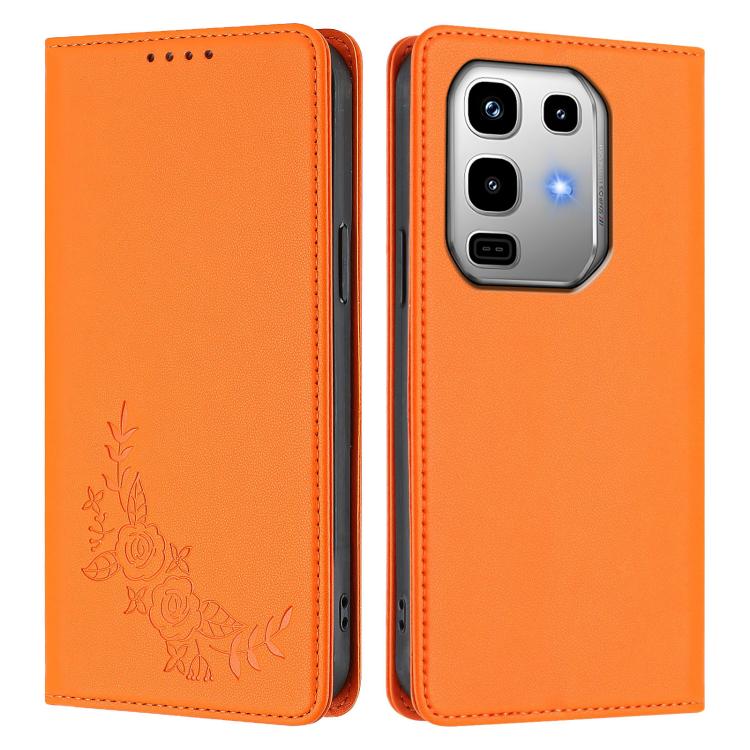 For Infinix Note 50 4G / Note 50 Pro 4G Peony Embossed Magnetic RFID Vegan Leather Phone Case