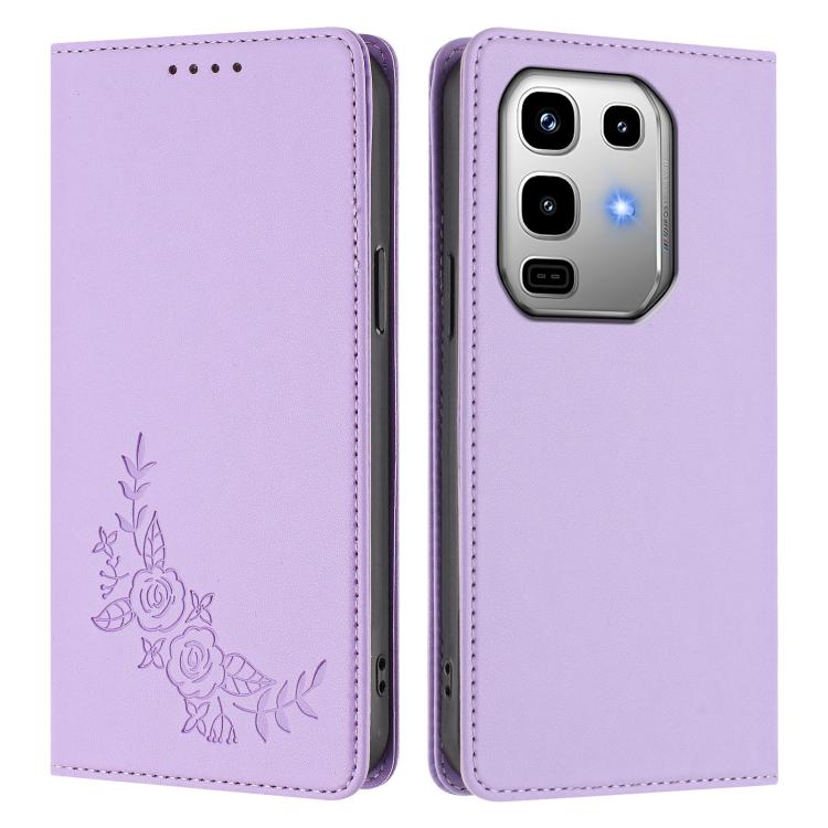 For Infinix Note 50 4G / Note 50 Pro 4G Peony Embossed Magnetic RFID Vegan Leather Phone Case