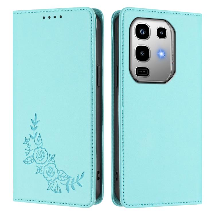 For Infinix Note 50 4G / Note 50 Pro 4G Peony Embossed Magnetic RFID Vegan Leather Phone Case