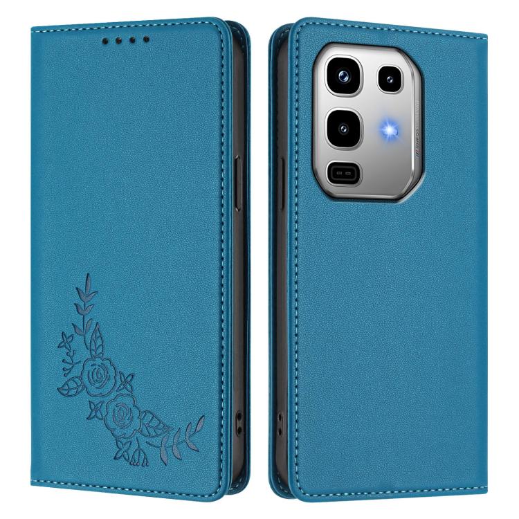 For Infinix Note 50 4G / Note 50 Pro 4G Peony Embossed Magnetic RFID Vegan Leather Phone Case