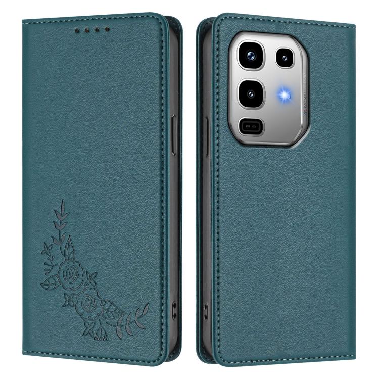 For Infinix Note 50 4G / Note 50 Pro 4G Peony Embossed Magnetic RFID Vegan Leather Phone Case