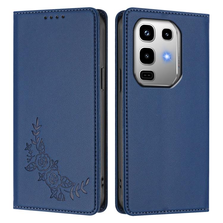 For Infinix Note 50 4G / Note 50 Pro 4G Peony Embossed Magnetic RFID Vegan Leather Phone Case