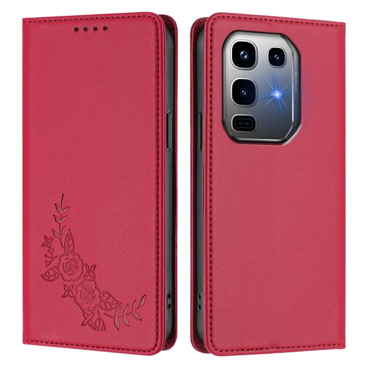 For Infinix Note 50 Pro+ Peony Embossed Magnetic RFID Vegan Leather Phone Case