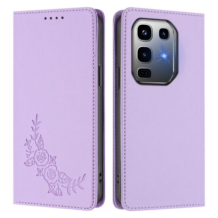 For Infinix Note 50 Pro+ Peony Embossed Magnetic RFID Vegan Leather Phone Case