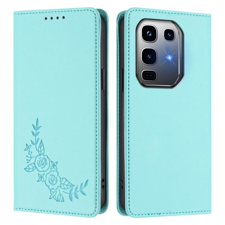 For Infinix Note 50 Pro+ Peony Embossed Magnetic RFID Vegan Leather Phone Case