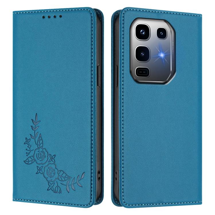 For Infinix Note 50 Pro+ Peony Embossed Magnetic RFID Vegan Leather Phone Case