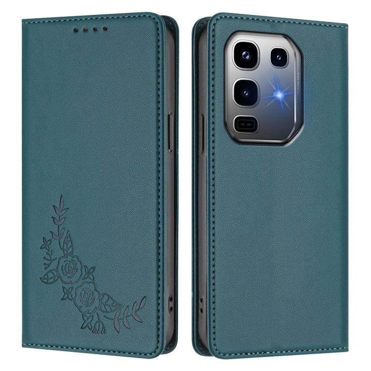 For Infinix Note 50 Pro+ Peony Embossed Magnetic RFID Vegan Leather Phone Case
