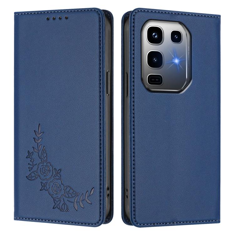 For Infinix Note 50 Pro+ Peony Embossed Magnetic RFID Vegan Leather Phone Case