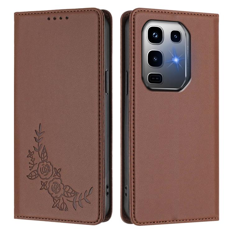 For Infinix Note 50 Pro+ Peony Embossed Magnetic RFID Vegan Leather Phone Case