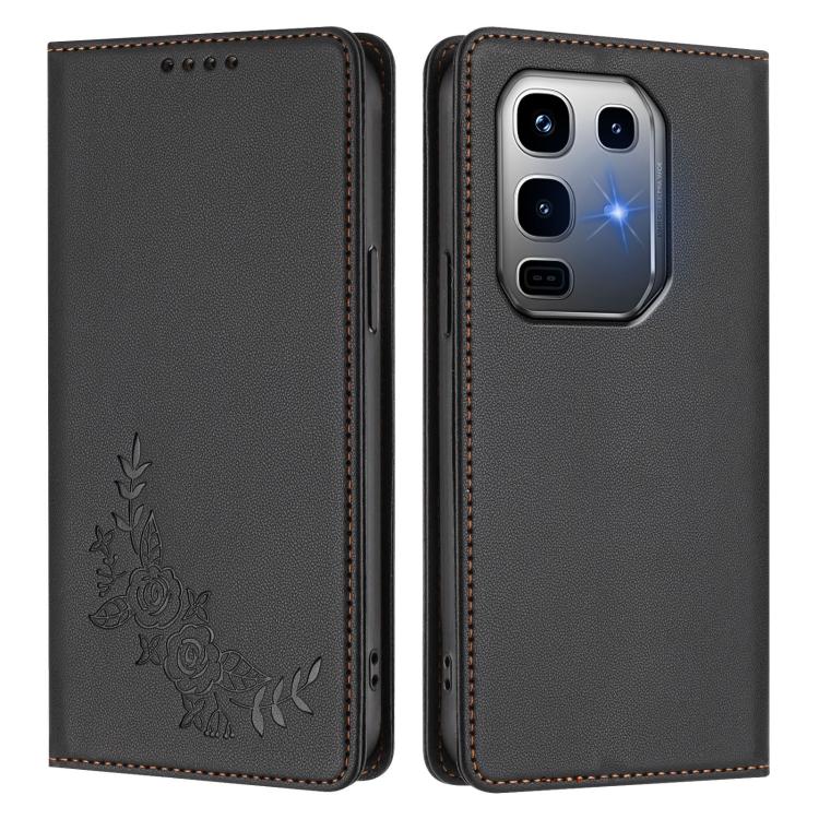 For Infinix Note 50 Pro+ Peony Embossed Magnetic RFID Vegan Leather Phone Case