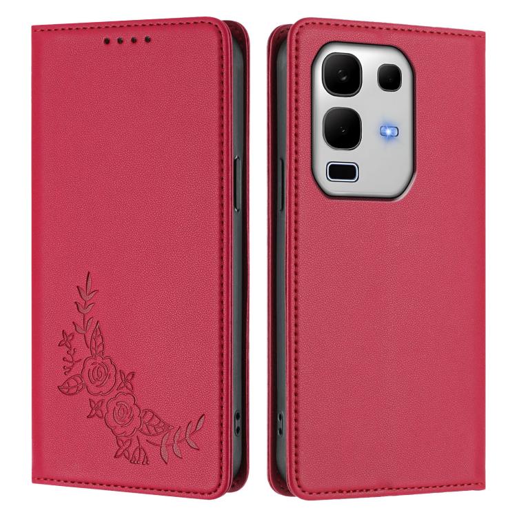 For Infinix Note 50s Peony Embossed Magnetic RFID Vegan Leather Phone Case