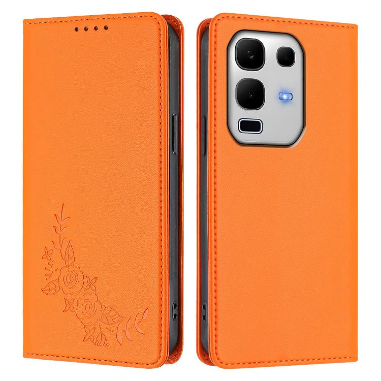 For Infinix Note 50s Peony Embossed Magnetic RFID Vegan Leather Phone Case