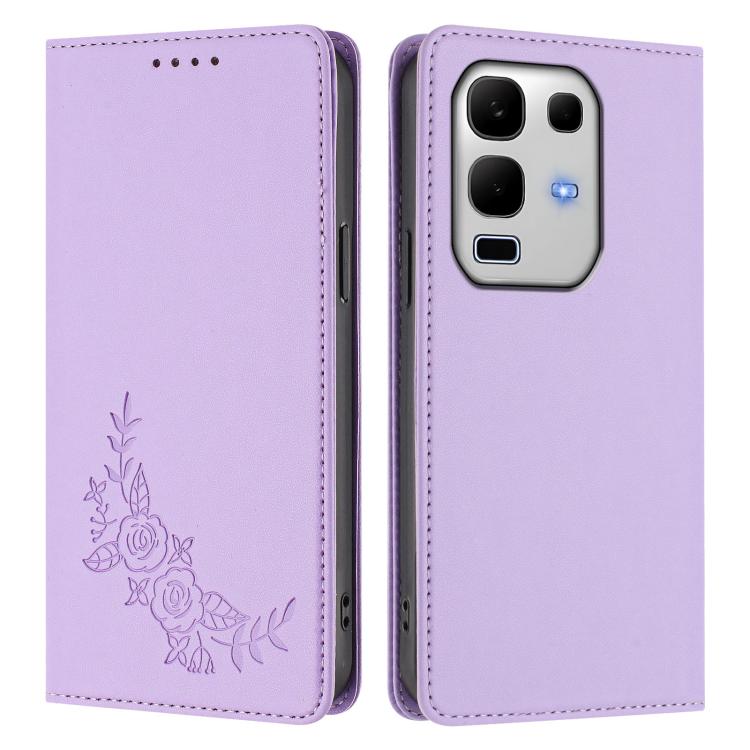 For Infinix Note 50s Peony Embossed Magnetic RFID Vegan Leather Phone Case