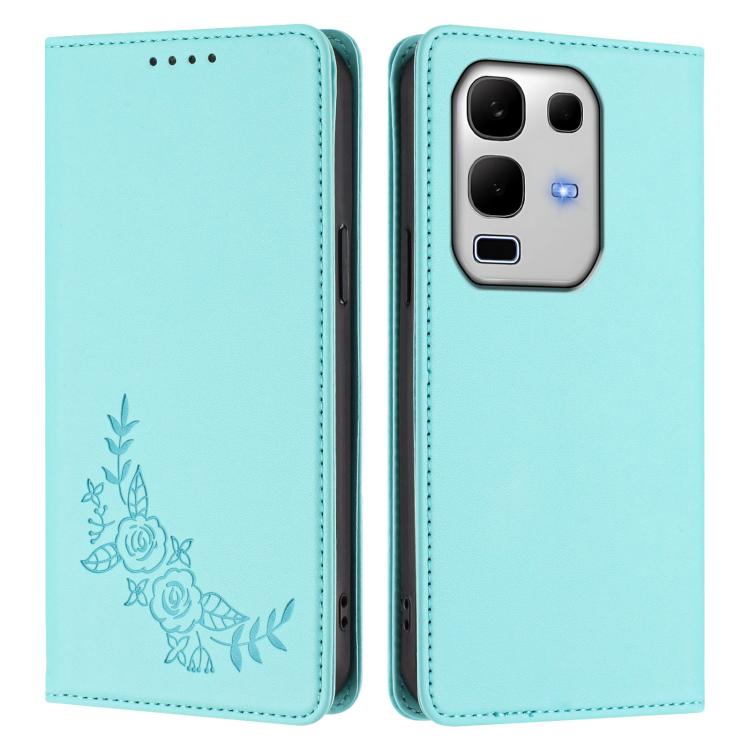 For Infinix Note 50s Peony Embossed Magnetic RFID Vegan Leather Phone Case