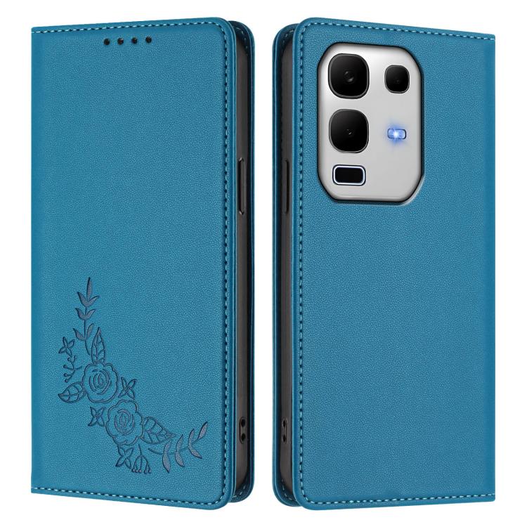 For Infinix Note 50s Peony Embossed Magnetic RFID Vegan Leather Phone Case