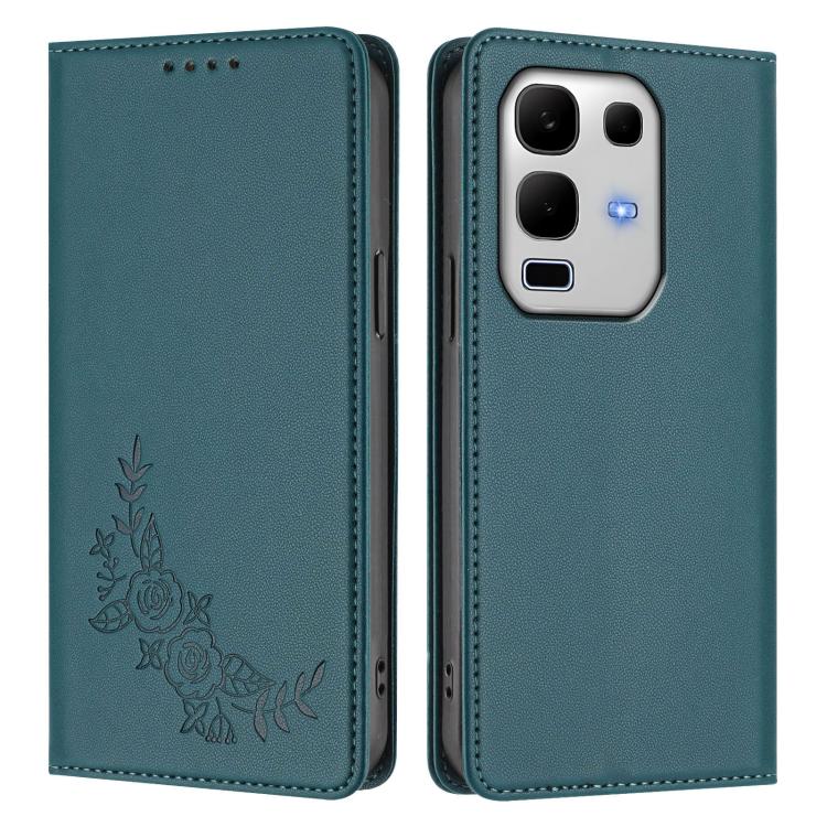 For Infinix Note 50s Peony Embossed Magnetic RFID Vegan Leather Phone Case