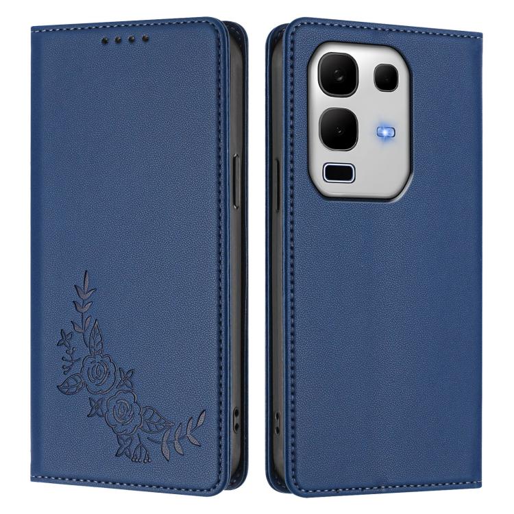 For Infinix Note 50s Peony Embossed Magnetic RFID Vegan Leather Phone Case