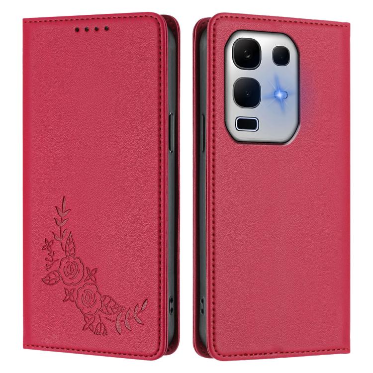 For Infinix Note 50x Peony Embossed Magnetic RFID Vegan Leather Phone Case