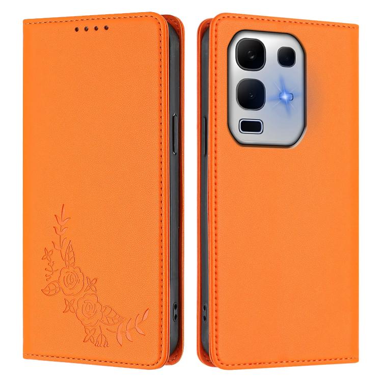 For Infinix Note 50x Peony Embossed Magnetic RFID Vegan Leather Phone Case