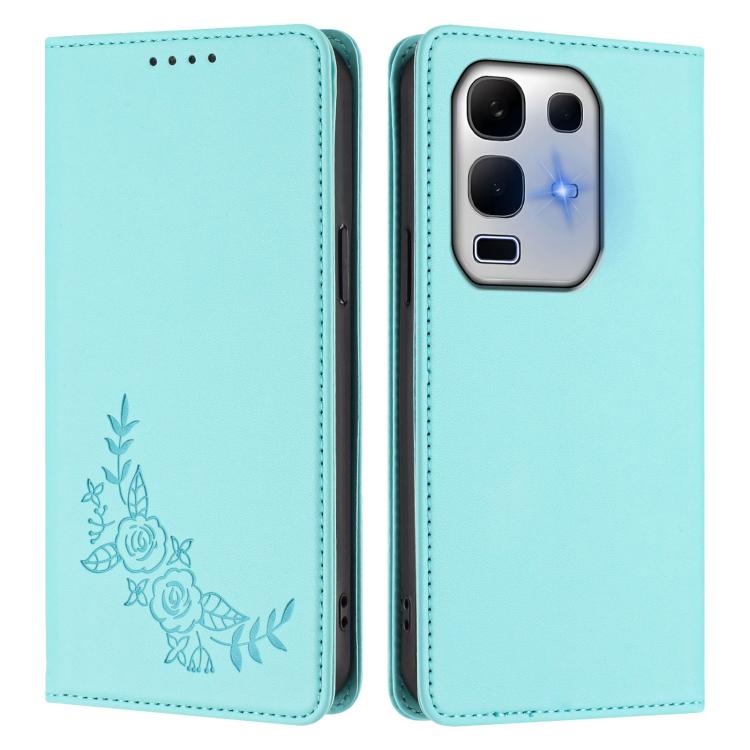 For Infinix Note 50x Peony Embossed Magnetic RFID Vegan Leather Phone Case