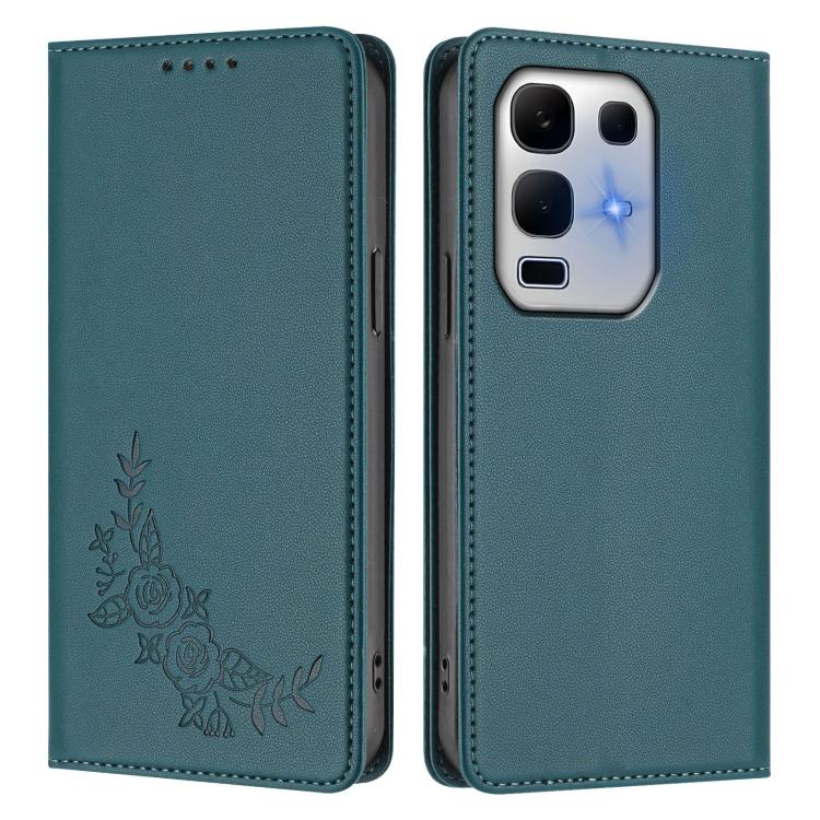 For Infinix Note 50x Peony Embossed Magnetic RFID Vegan Leather Phone Case