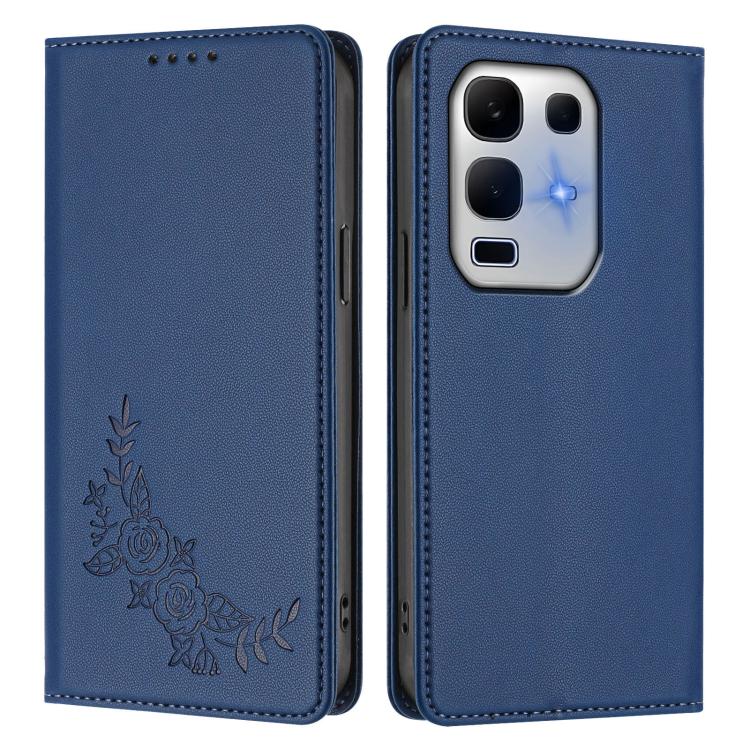 For Infinix Note 50x Peony Embossed Magnetic RFID Vegan Leather Phone Case
