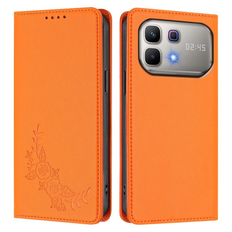 For Infinix Note 60 5G / Note 60 Pro 5G Peony Embossed Magnetic RFID Vegan Leather Phone Case