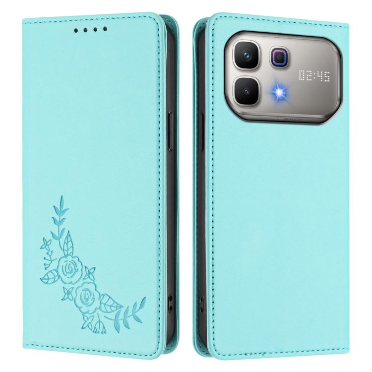 For Infinix Note 60 5G / Note 60 Pro 5G Peony Embossed Magnetic RFID Vegan Leather Phone Case