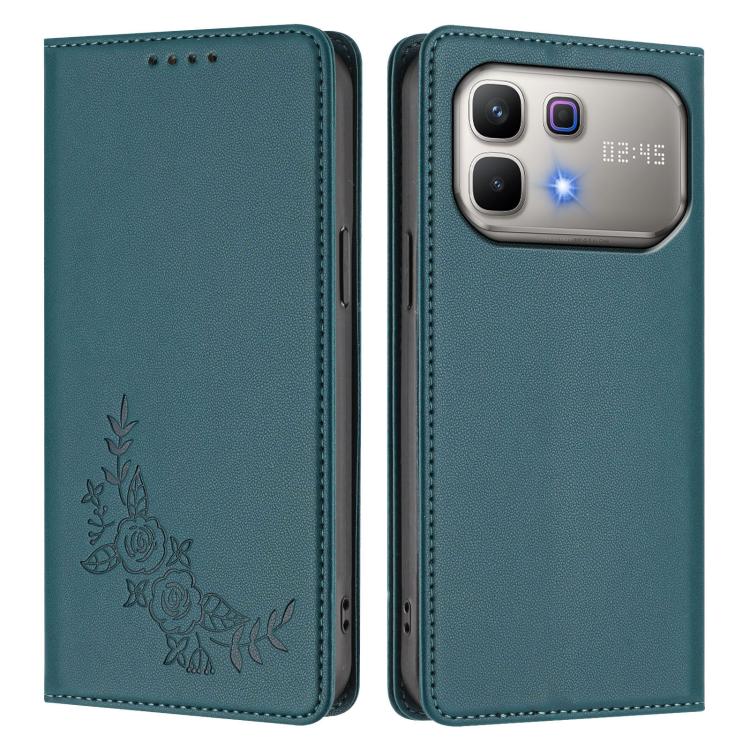 For Infinix Note 60 5G / Note 60 Pro 5G Peony Embossed Magnetic RFID Vegan Leather Phone Case