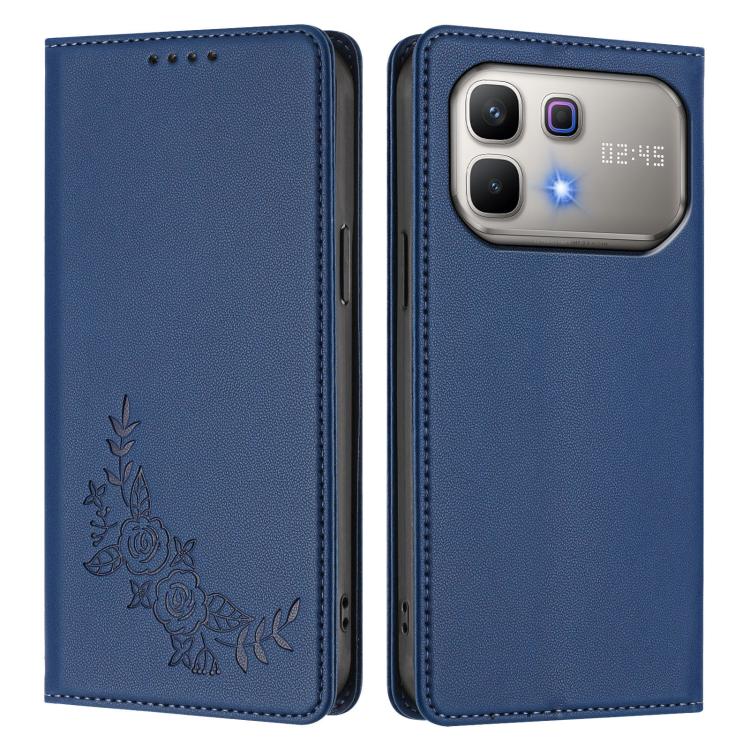 For Infinix Note 60 5G / Note 60 Pro 5G Peony Embossed Magnetic RFID Vegan Leather Phone Case