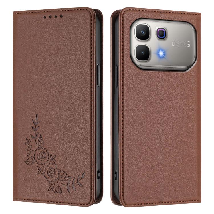 For Infinix Note 60 5G / Note 60 Pro 5G Peony Embossed Magnetic RFID Vegan Leather Phone Case