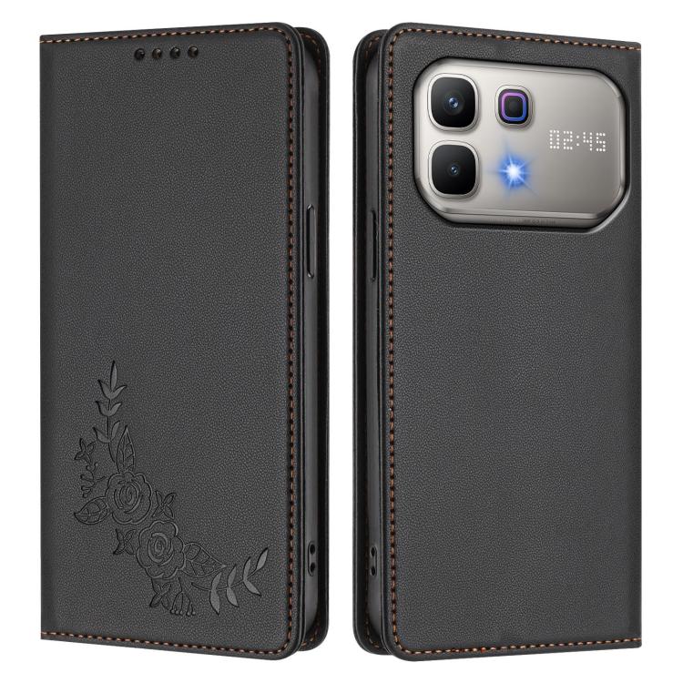 For Infinix Note 60 5G / Note 60 Pro 5G Peony Embossed Magnetic RFID Vegan Leather Phone Case