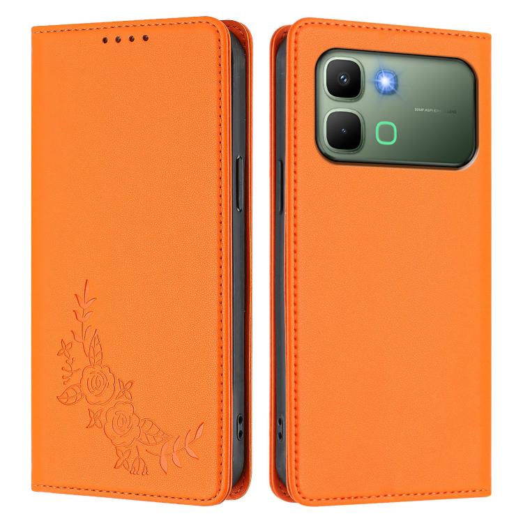 For Infinix Note Edge 5G Peony Embossed Magnetic RFID Vegan Leather Phone Case
