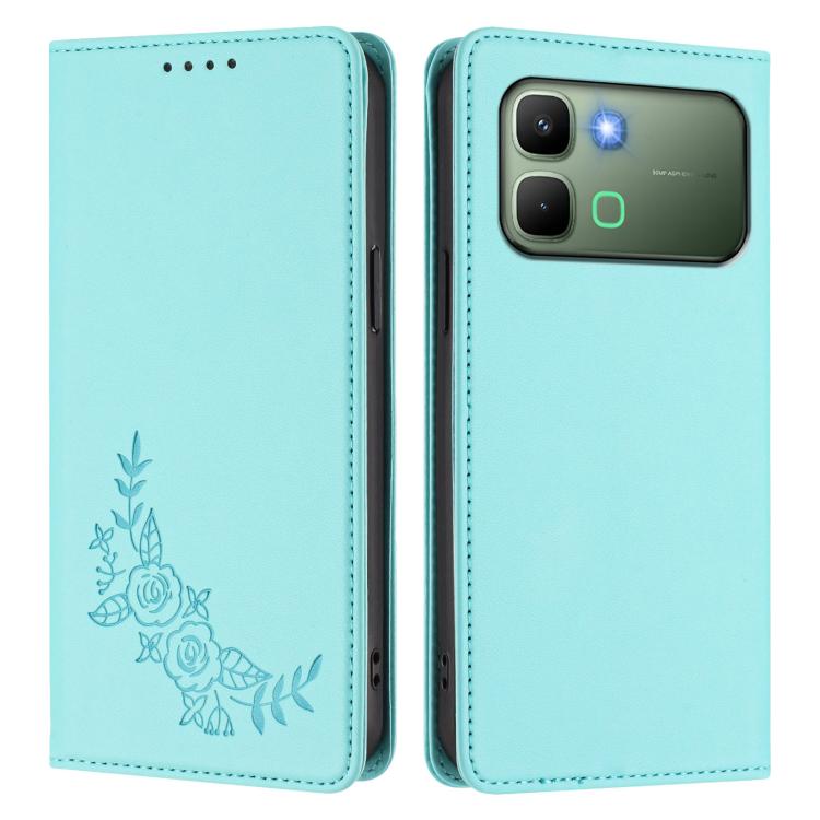 For Infinix Note Edge 5G Peony Embossed Magnetic RFID Vegan Leather Phone Case