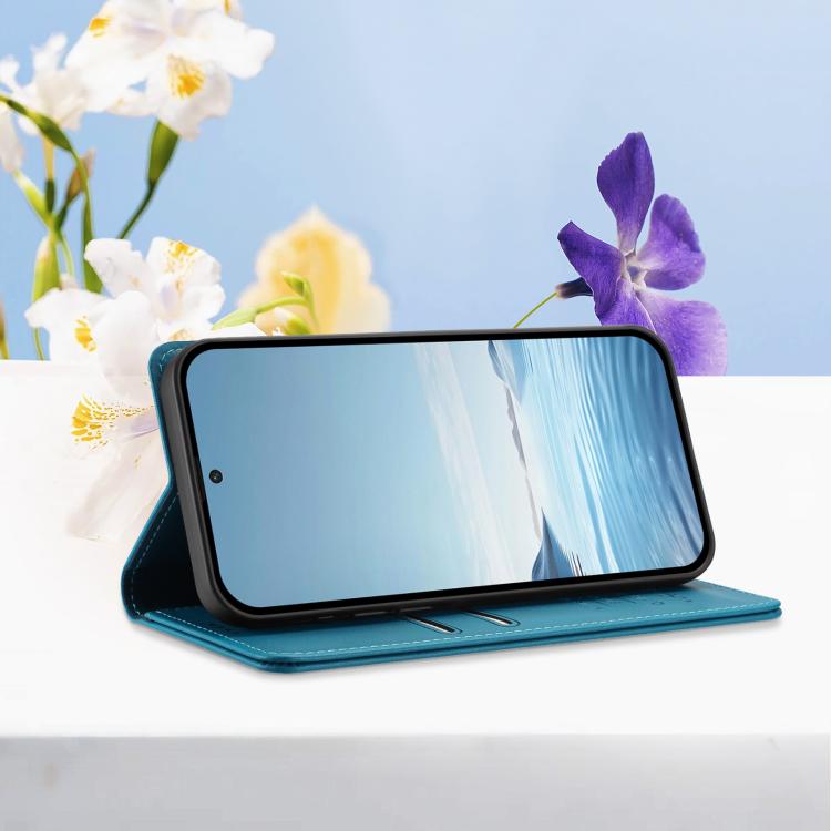 For Infinix Note Edge 5G Peony Embossed Magnetic RFID Vegan Leather Phone Case