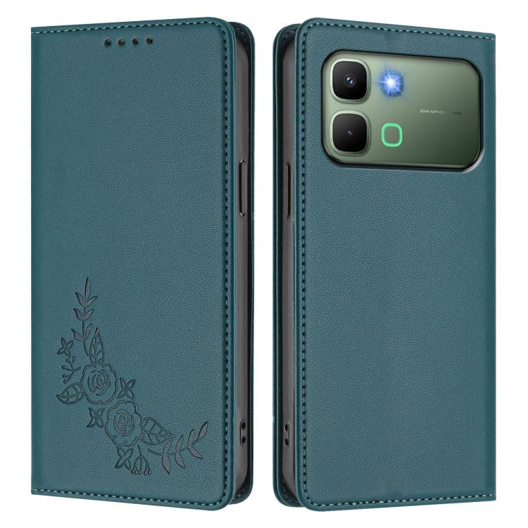 For Infinix Note Edge 5G Peony Embossed Magnetic RFID Vegan Leather Phone Case
