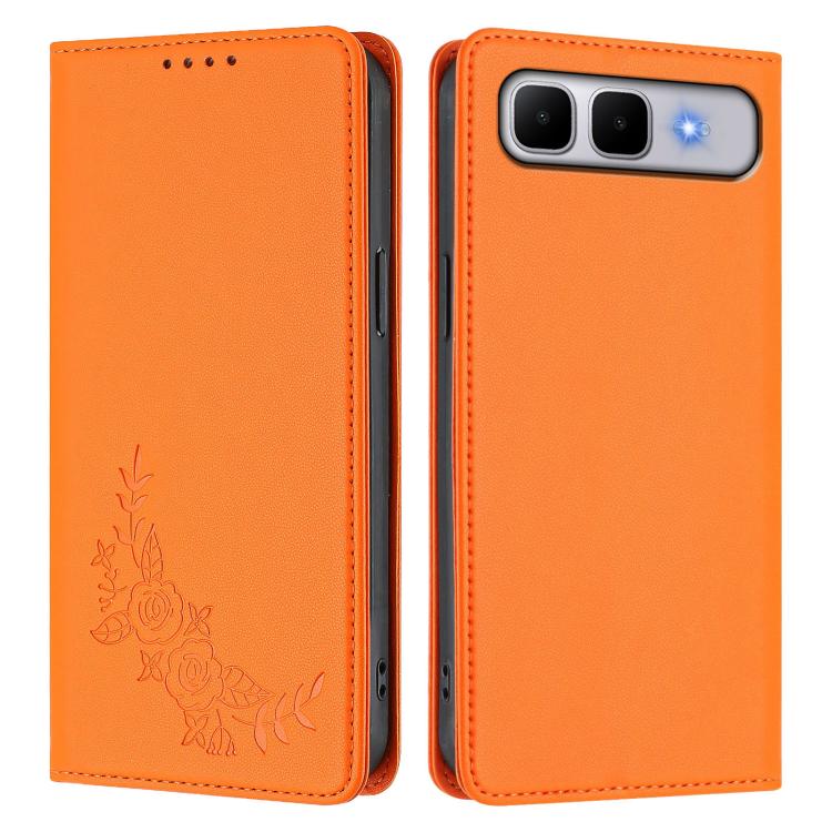 For Infinix Smart 10 Plus 4G Peony Embossed Magnetic RFID Vegan Leather Phone Case