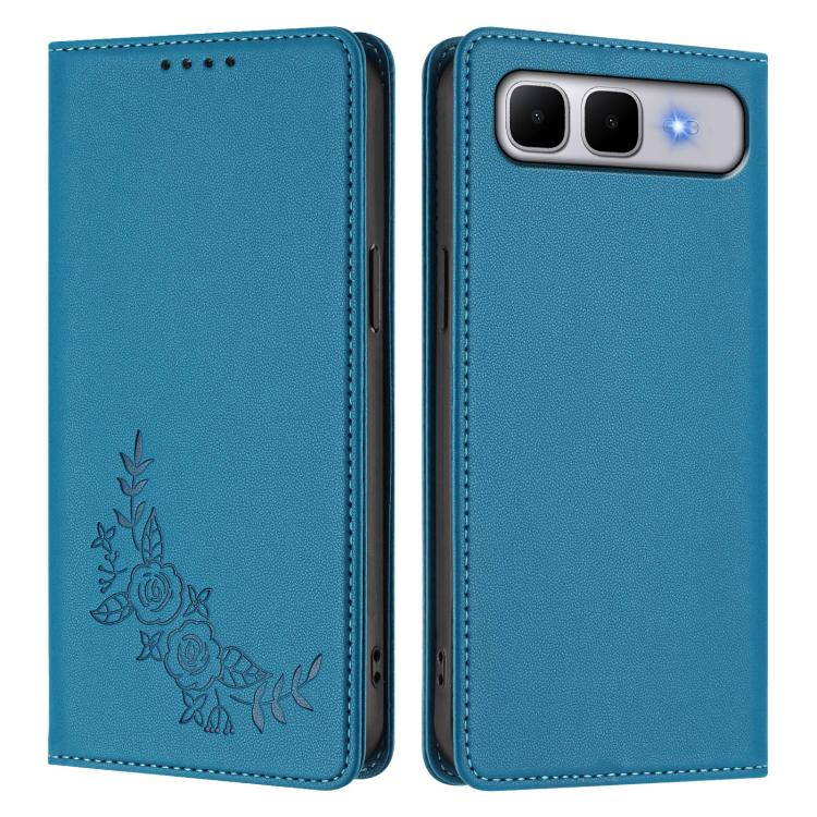 For Infinix Smart 10 Plus 4G Peony Embossed Magnetic RFID Vegan Leather Phone Case